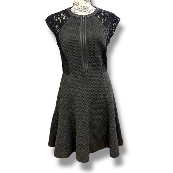 Rebecca Taylor Size 2 Black Lace Trim A-Line Mini Dress - Dark Fairy Whimsigoth - Picture 1 of 8
